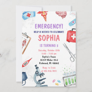 Personal Digital Kids Nurse Birthday Party Invitation