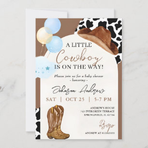 Personal Digital Little Cowboy Baby Shower Invitation