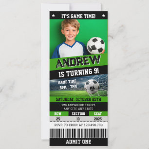 Personal Digital Soccer Ticket Birthday Invitation