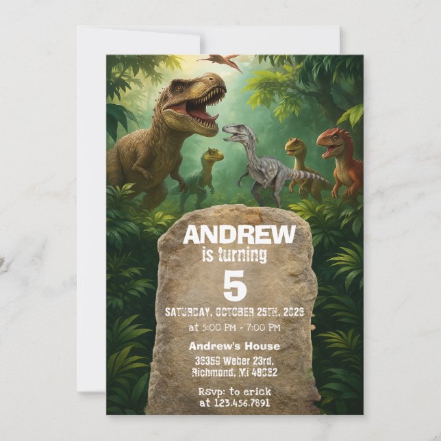 Personal Dinosaur birthday invitations (Front)
