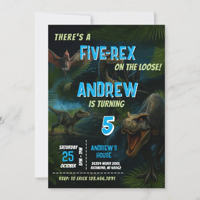 Personal Dinosaur park Birthday party for boy Invitation (Front)