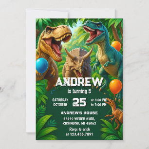 Personal Dinosaur T-Rex Birthday Party Dino Boy Invitation