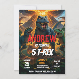 Personal Dinosaur T-Rex Birthday party for boy Invitation