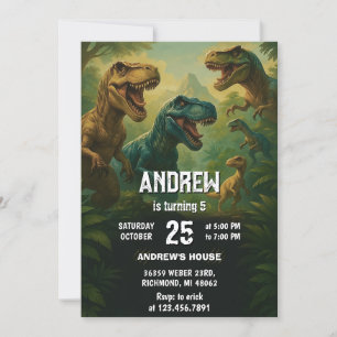 Personal Dinosaur T-Rex Birthday Party Invitation