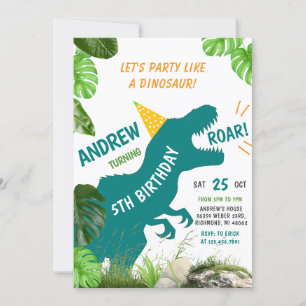 Personal Dinosaur TRex Birthday for boy Invitation