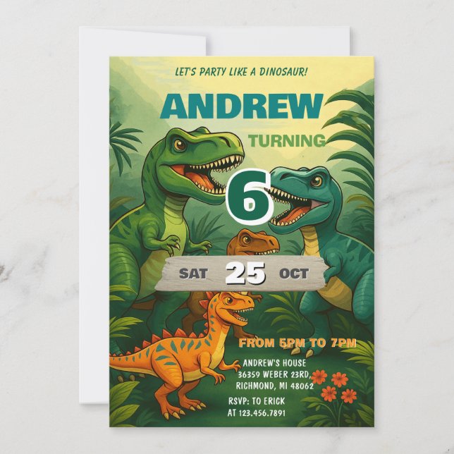 Personal Dinosaur World T-Rex Birthday for boy Invitation (Front)