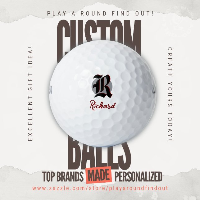 Personal Duotone Clean Name Monogram Wilson Ultra Golf Balls (Custom Printed Brand Name Golf Balls By PlayARoundFindOut - Zazzle's premiere golf gift shop)