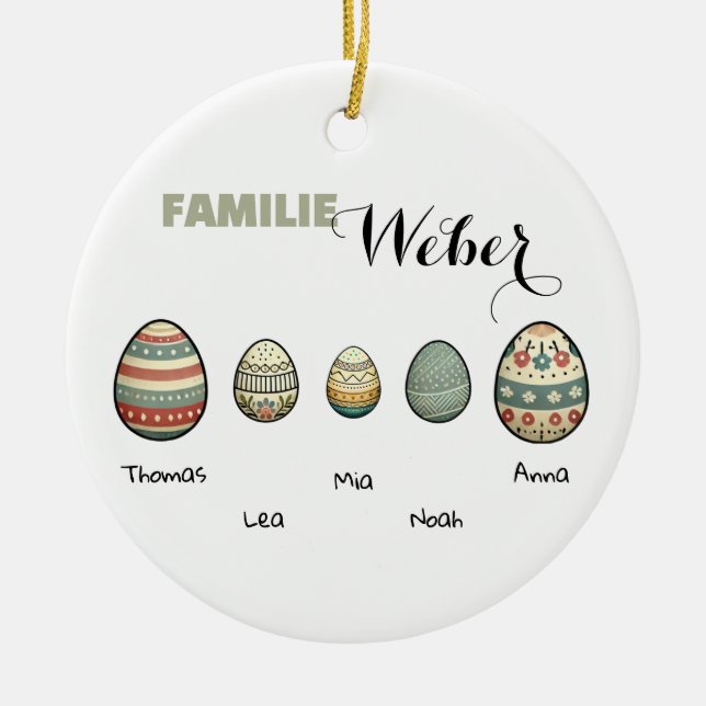 Personal Easter trailers with family names Ceramic Tree Decoration (Front)