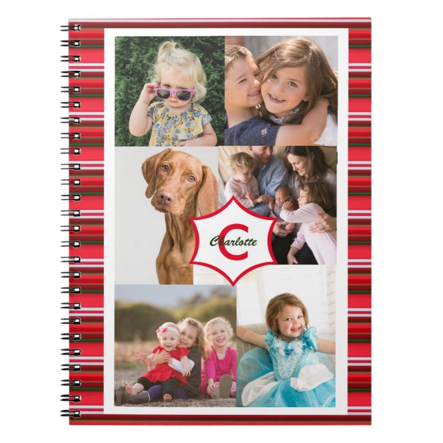 Personal Family Photos Template Monogram Notebook (Front)