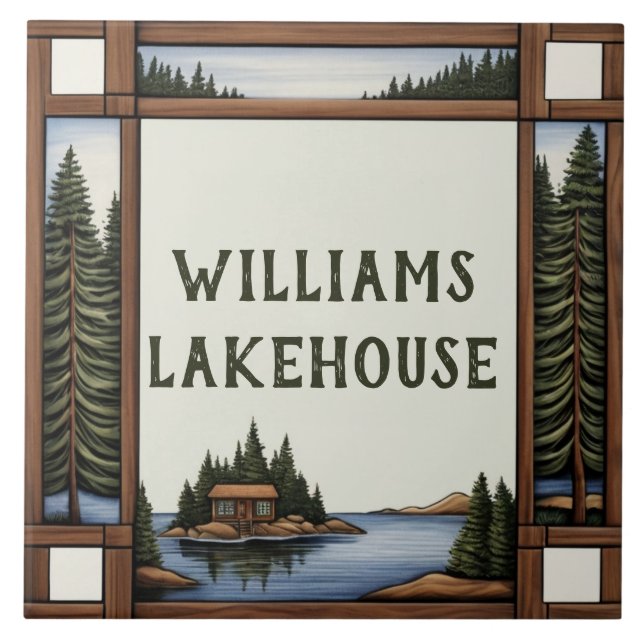 Personal Family Surname Lakehouse Name Plate Sign Tile (Front)