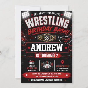 Personal Fighter Wrestling Birthday Invitation