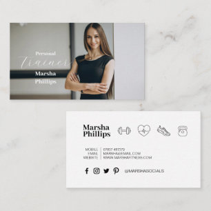 Personal Fitness Modern Trainer Trendy Photo Business Card