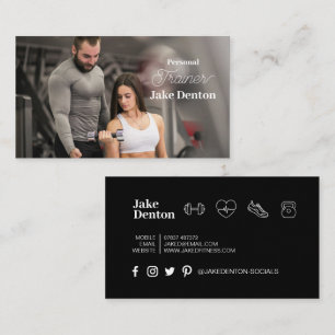 Personal Fitness Photo Modern Trainer Trendy Business Card