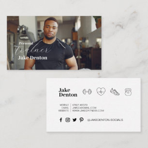 Personal Fitness Photo Modern Trainer Trendy Business Card