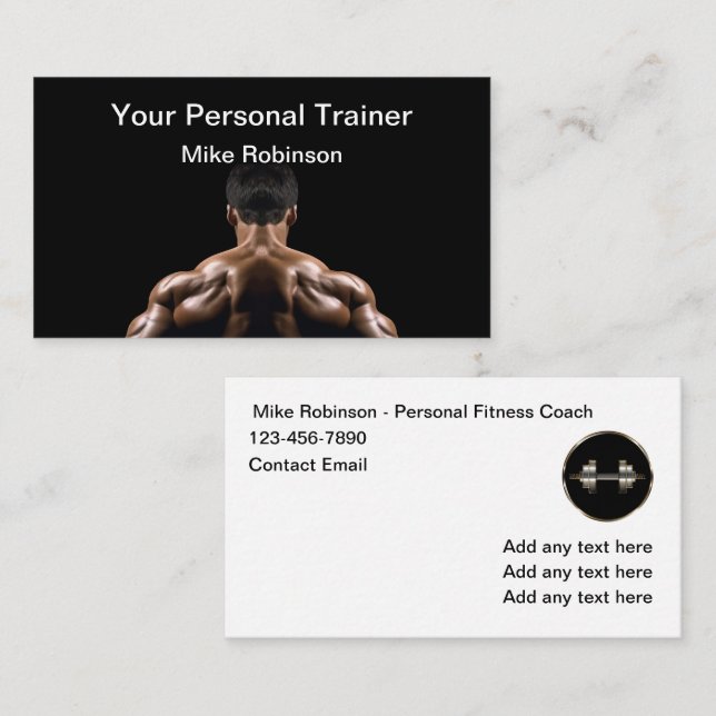 Personal Fitness Trainer And Coach Business Card (Front/Back)