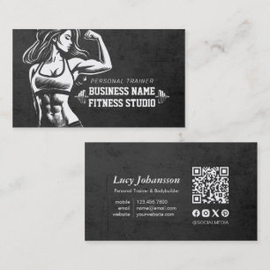 Personal Fitness Trainer Bodybuilding Gym Barbell Business Card