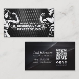 Personal Fitness Trainer Bodybuilding Gym Barbell Business Card