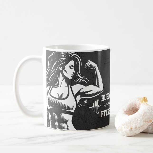 Personal Fitness Trainer Bodybuilding Gym Dumbbell Coffee Mug (With Donut)