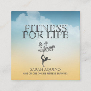 Personal Fitness Trainer Coach Exercise Square Business Card
