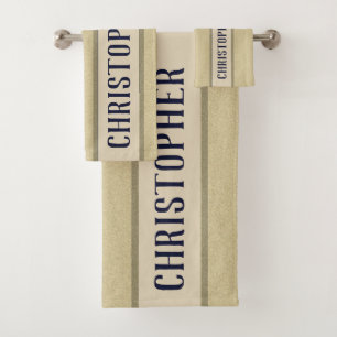 Personal Fluffy Structure Custom Blue Name Bath Towel Set