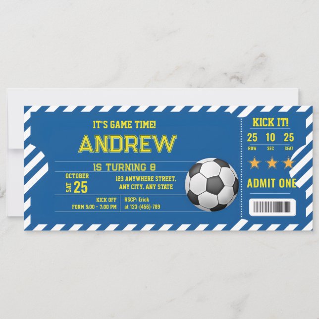 Personal Football Soccer Game Ticket Party Invitation (Front)