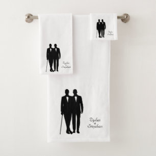 Personal Gay Wedding Grooms with Names Bath Towel Set