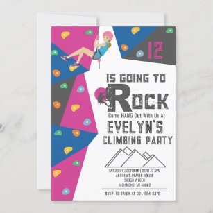 Personal Girl Rock Climbing Birthday Invitation