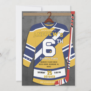 Personal Gold Hockey Birthday Party Invitation