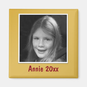 Personal Golden Greeting Custom Photo and Text Magnet