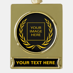 Personal Golden Laurel Wreath Gold Plated Banner Ornament