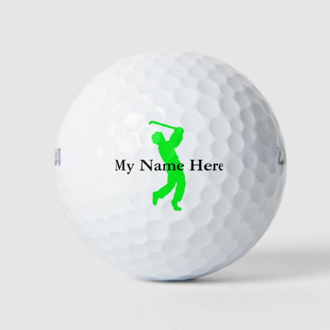 Personal Golf Ball Green Golfer Silhouette name (Front)