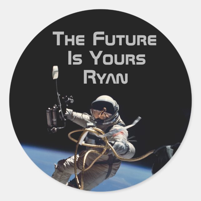 Personal Graduation Space Walk Astronaut Classic Round Sticker (Front)