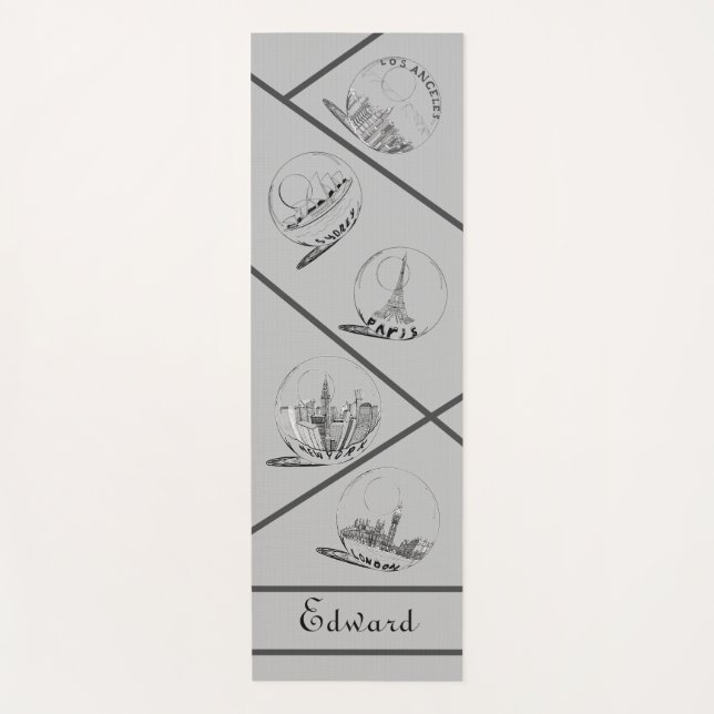 Personal Health Fitness Black Cities for him Yoga Mat (Front)