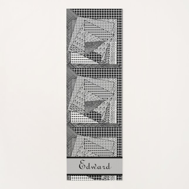 Personal Health Fitness Black Doodles for him Yoga Mat (Front)