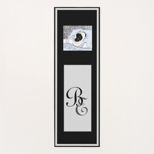 Personal Health Fitness Funny Comic Grey and Black Yoga Mat (Front)