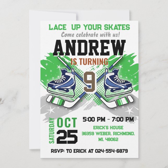 Personal Hockey Birthday Invitation (Front)