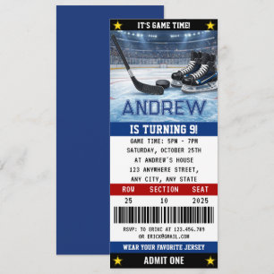 Personal Hockey Ticket  Birthday Decorations Invitation