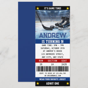 Personal Hockey Ticket Birthday Decorations Invitation
