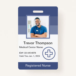 Personal Hospital Employee Photo Blue Badge ID Badge
