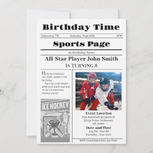 Personal Ice Hockey Birthday Invitation With Photo