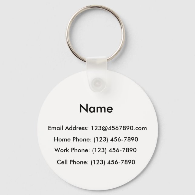 Personal Info- Customise It! Key Ring (Front)
