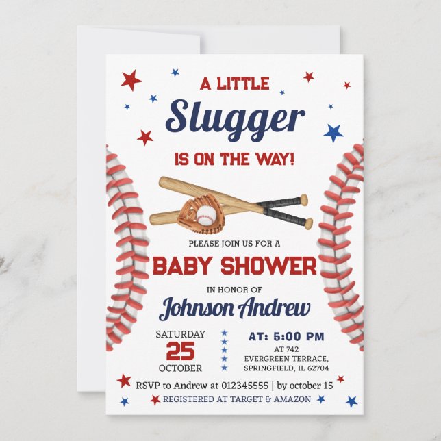 Personal It's A Boy Sports Baseball Baby Shower Invitation (Front)