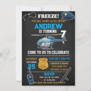 Personal Kids' Cop Policeman Birthday Party Invitation