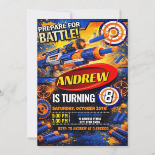 Personal Kids Nerf Dart Birthday party for boy Invitation