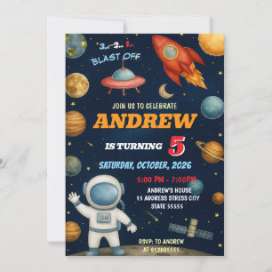 Personal Kids Outer Space Birthday Invitation