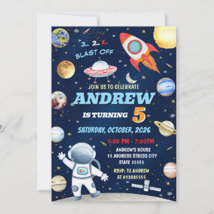 Personal Kids Outer Space Birthday Invitation