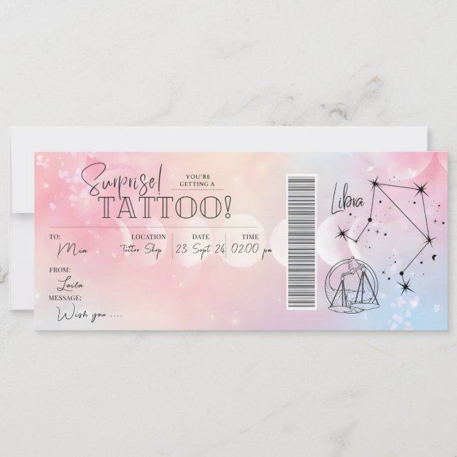 Personal Libra Tattoo Birthday Gift Card Voucher  (Front)