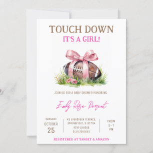 Personal Little Baby Girl Football Baby Shower Invitation