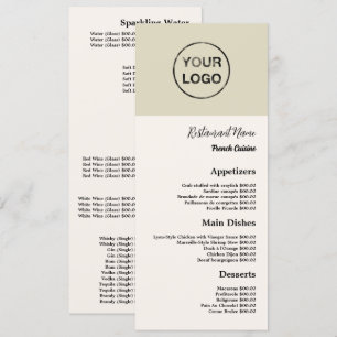 Personal Logo, Restaurant Slimline Menu
