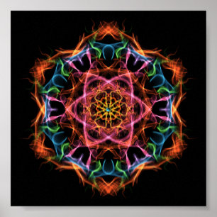 Personal Meditation Fractal Mandala Pink & Orange Poster